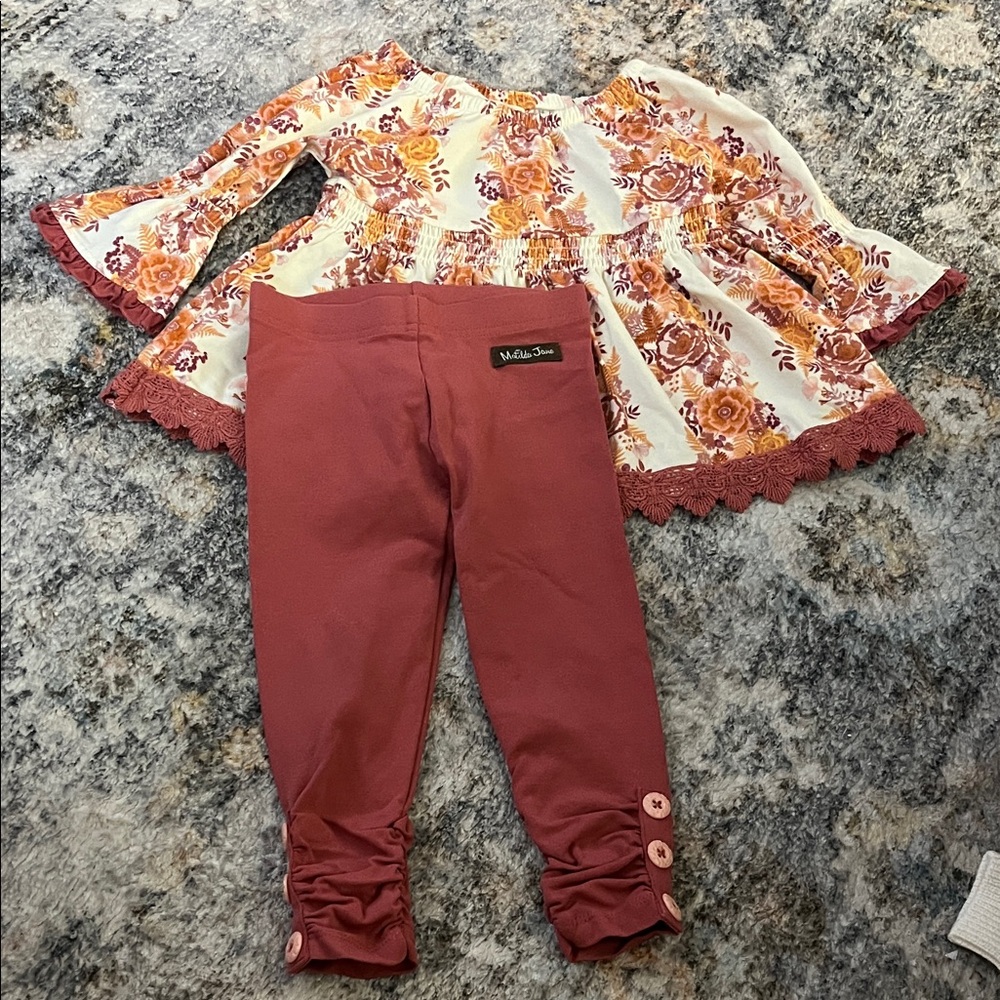 Matilda Jane Floral Top and Pink Leggings Set